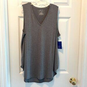 V-Neck Tunic, Charcoal Gray, Super Soft, Rounded Hem, Sleeveless, Stretch, Comfy